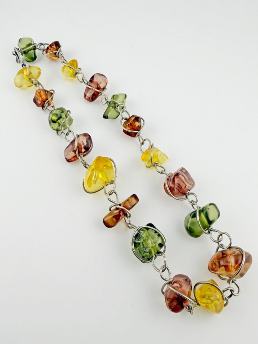 Abra Couture Vintage Wire Wrapped Resin Nugget Statement Collar Necklace 17.5" - Picture 4 of 7
